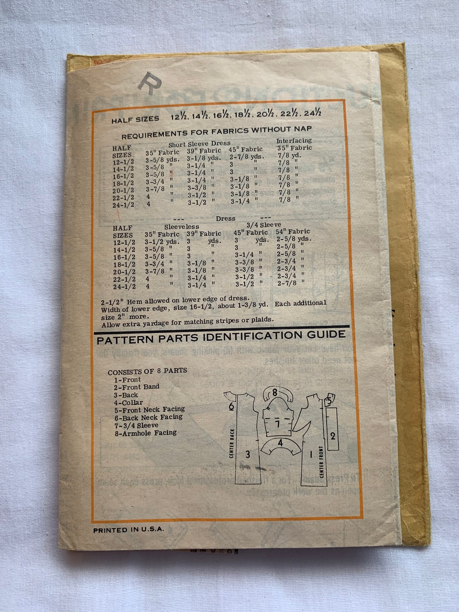 Family Herald Sewing Pattern 9069 Misses'/Women's Half Sizes Dress,Button Front, Sleeveless, Darts, Fitted, Size 14 1/2, Cut, Vintage 1967