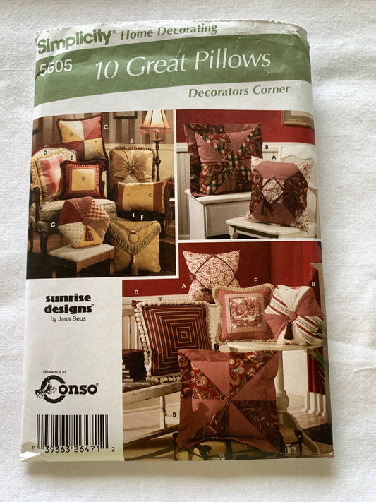 Simplicity Sewing Pattern 7236 Home Decor, Pillow Covers, 10 Various Designs, Uncut, 2000