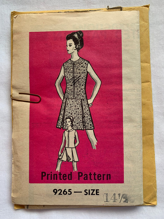 Free Press Sewing Pattern 9265 Misses'/Women's Half Size Skirt, Top, Zipper Front, Sleeveless, Darts, Fitted, Size 14 1/2, Cut, Vintage 1971