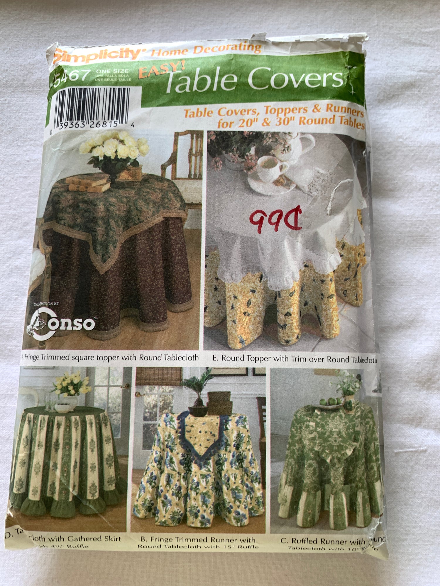 Simplicity Sewing Pattern 5467 Home Decor Table Covers, Round, Uncut, 2003