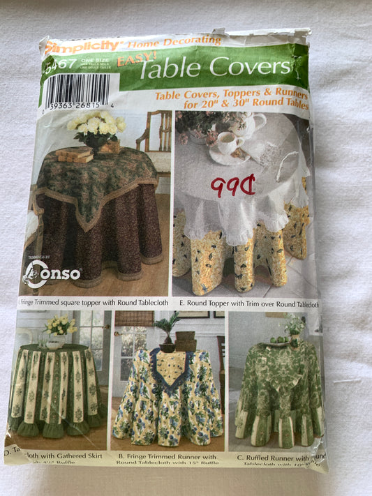 Simplicity Sewing Pattern 5467 Home Decor Table Covers, Round, Uncut, 2003