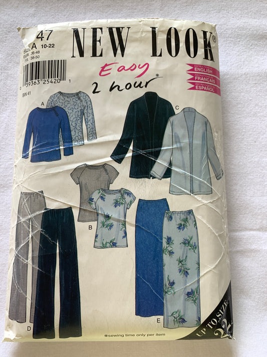 Simplicity New Look Sewing Pattern 6147 Misses' Jacket, Pants, Top, Skirt, Long/Short Sleeves, Zipper Back, Size 10-22, Uncut, 2002
