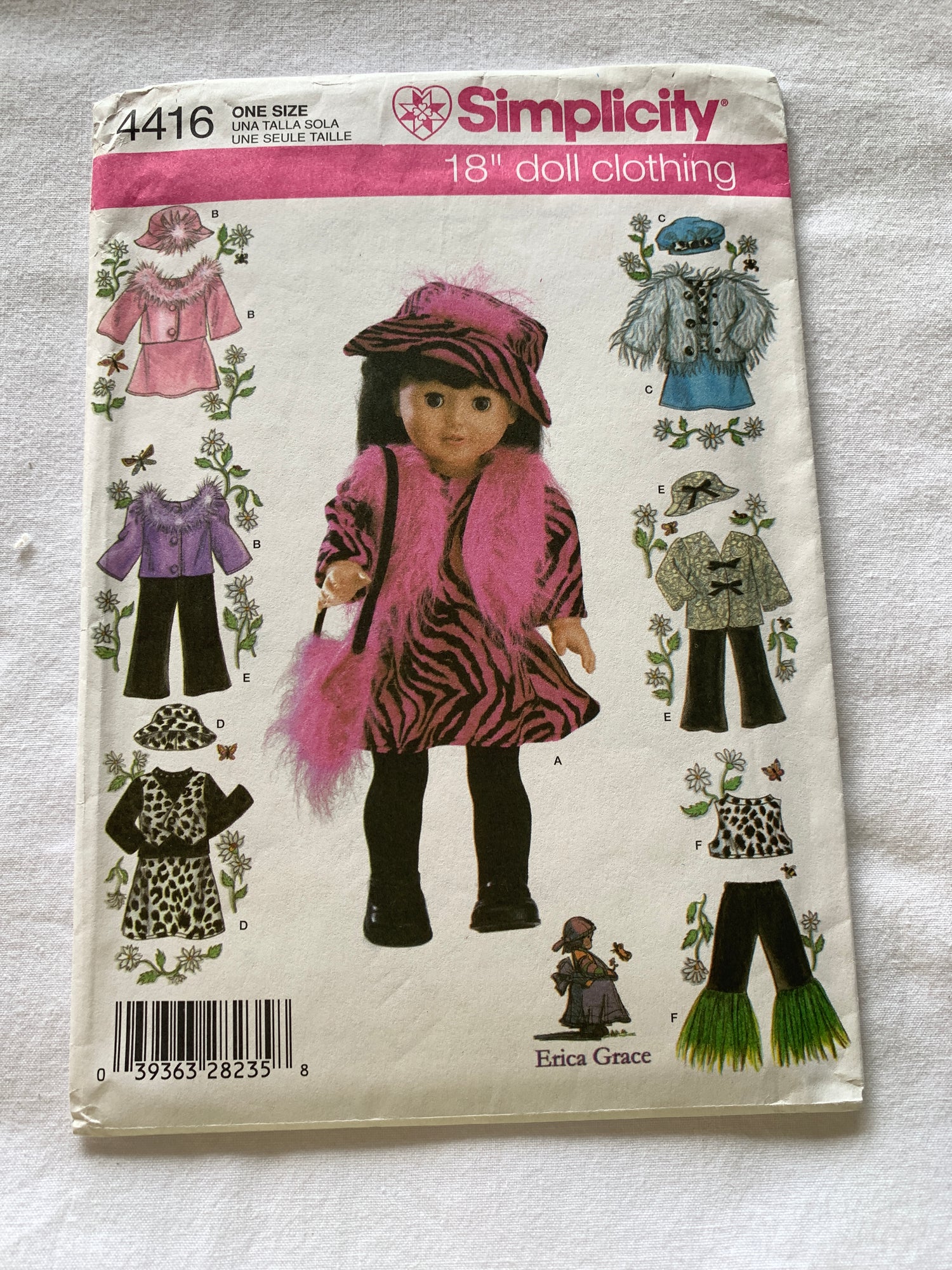 Simplicity Sewing Pattern 4416 Dolls Clothes 18 Inch, Jacket, Dress, Hat, Top, Pants, Cut, 2003