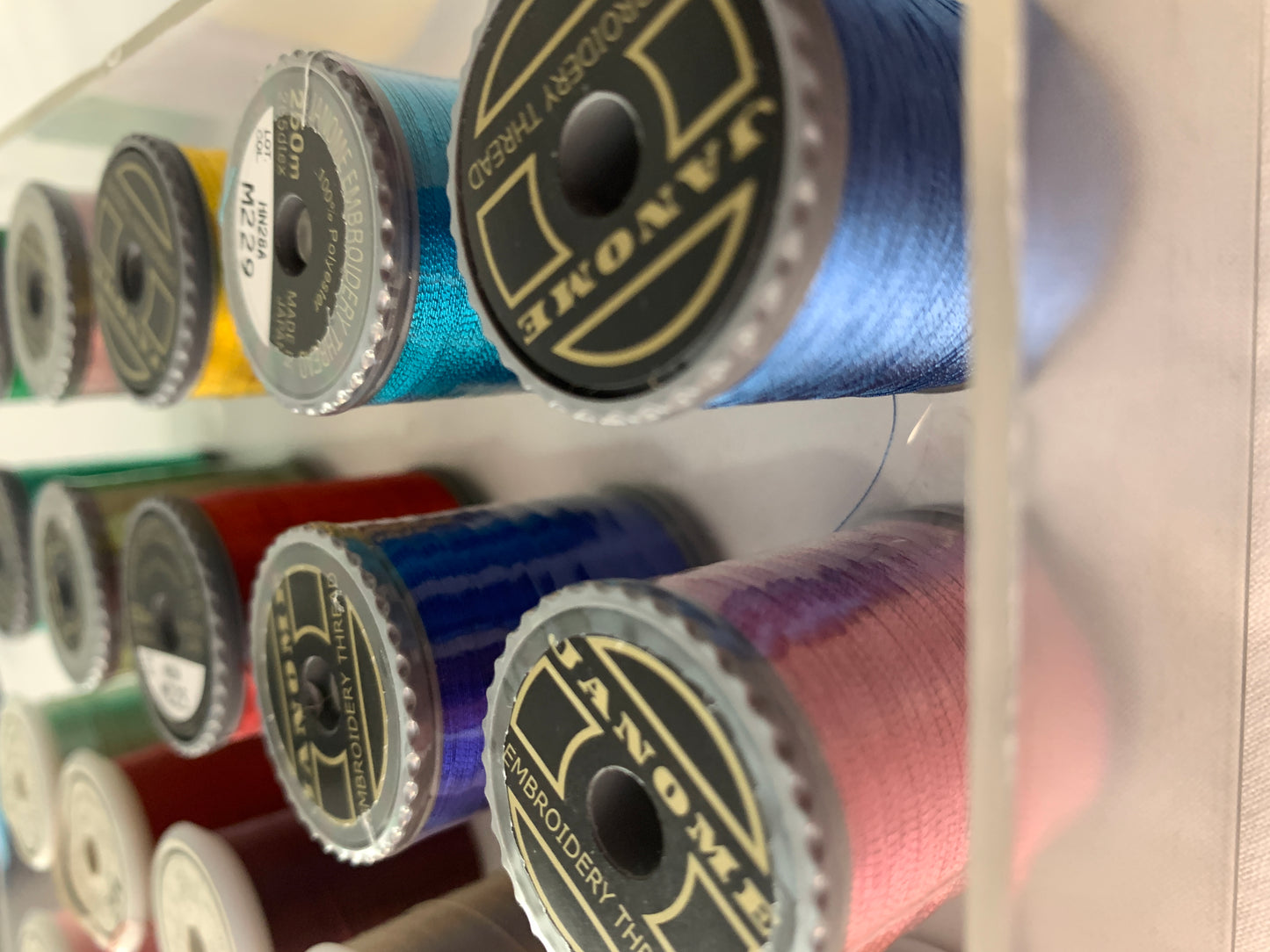 Janome Acryl 100% Embroidery Thread, Used, 40 Spools, Embroidery Thread, 