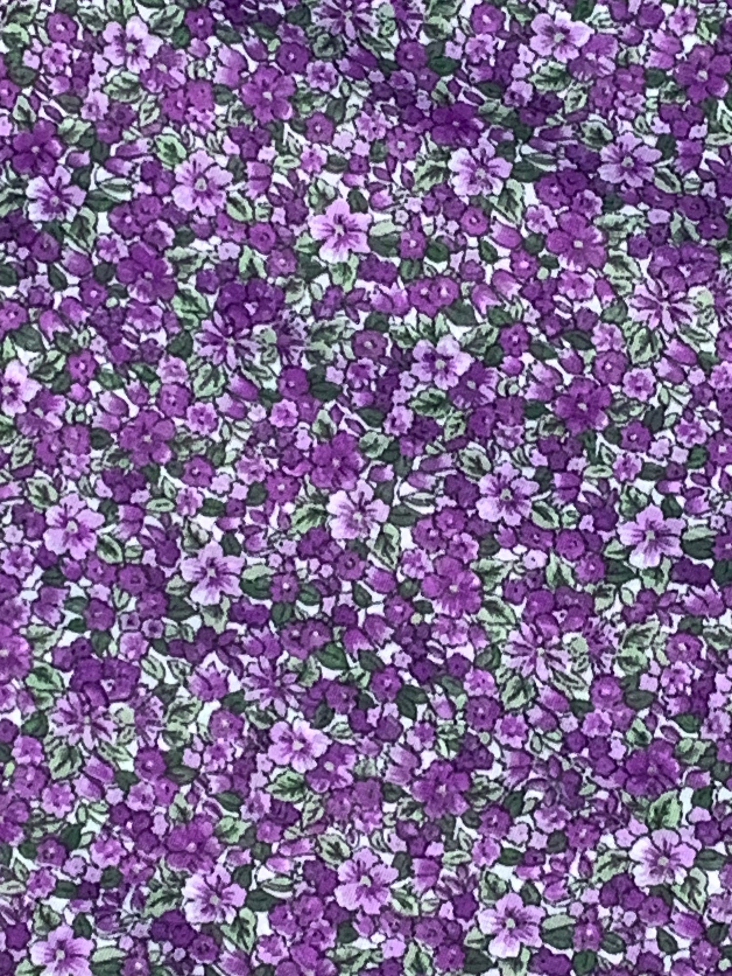 Purple Flower Chiffon 56 x 180 Inches, Silky, See Through, Soft New/Old Stock 
