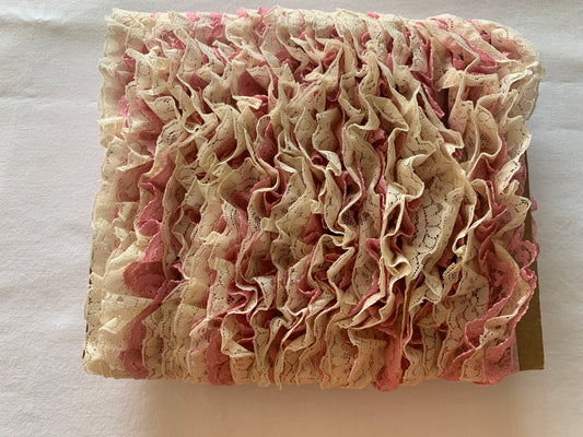 Lace Pink and Cream Color, 35 Feet, 1 1/4 Inch Wide, Trim, Lace, Crafts, Hobbies, Photos. Card-Making, Baby Clothes