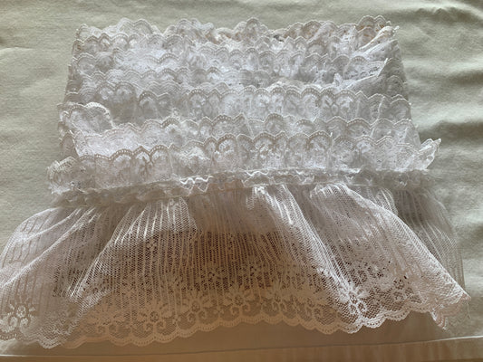 Lace White Two Tiers, 15 Feet, 5 Inch Wide, Trim, Lace, Crafts, Hobbies, Photos. Card-Making, Baby Clothes
