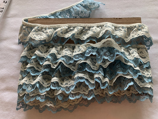 Lace White & Blue Two Tiers, 8 Feet, 2 Inch Wide, Trim, Lace, Crafts, Hobbies, Photos. Card-Making, Baby Clothes