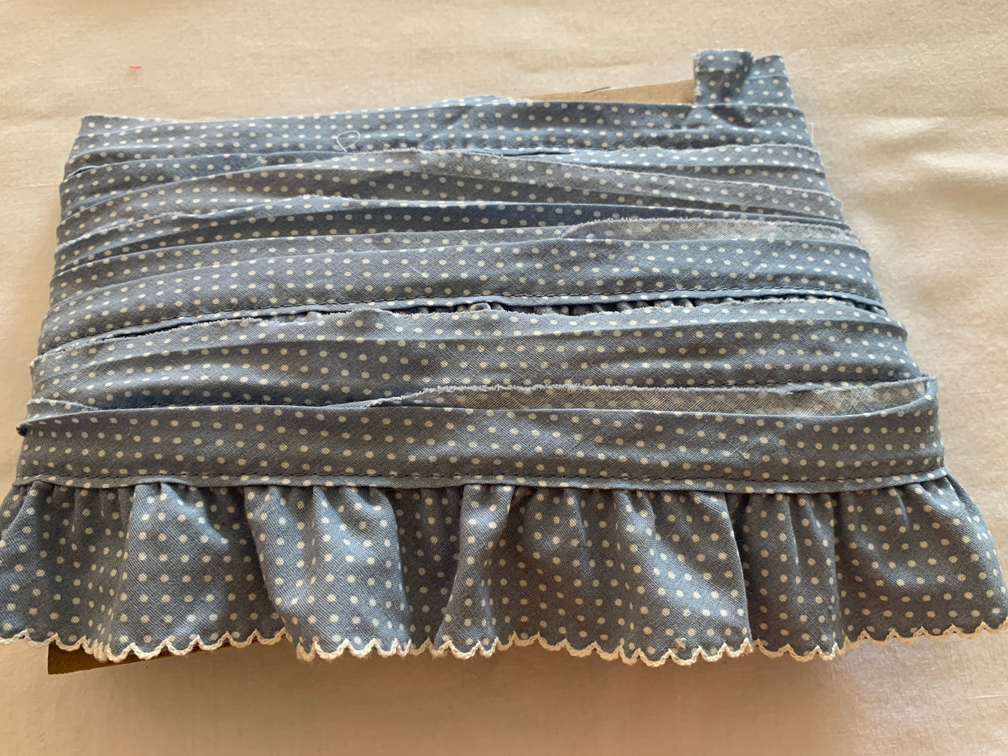 Lace White & Blue Two Tiers, 12 Feet, 2 Inch Wide, Polka Dots, Trim, Lace, Crafts, Hobbies, Photos. Card-Making, Baby Clothes