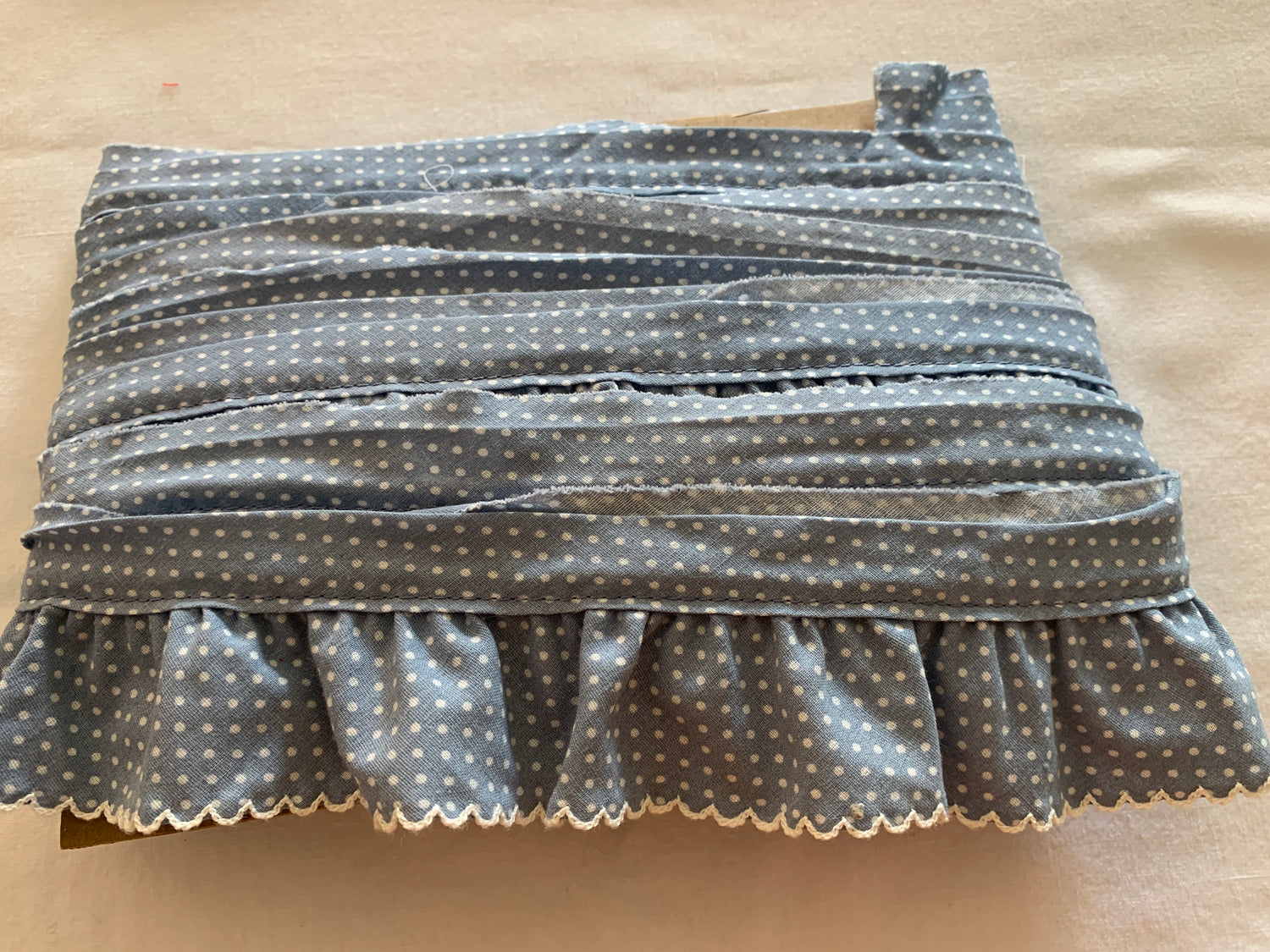 Lace White & Blue Two Tiers, 12 Feet, 2 Inch Wide, Polka Dots, Trim, Lace, Crafts, Hobbies, Photos. Card-Making, Baby Clothes