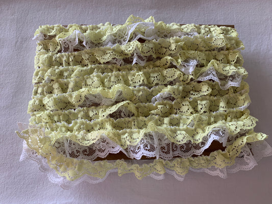 Trim Light Yellow and White Tiers, 15 Feet Long, 1 Inch Wide, Lace, Crafts, Hobbies, Photos, Card-Making, Baby Clothes