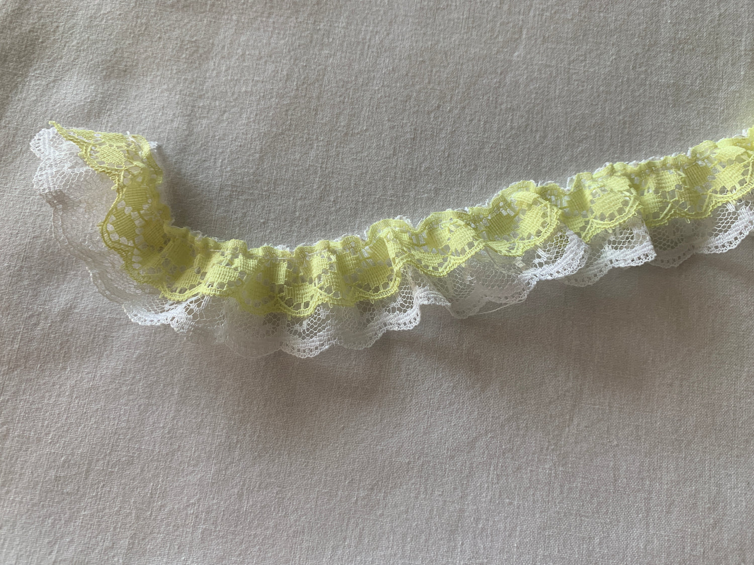 Trim Light Yellow and White Tiers, 15 Feet Long, 1 Inch Wide, Lace, Crafts, Hobbies, Photos, Card-Making, Baby Clothes
