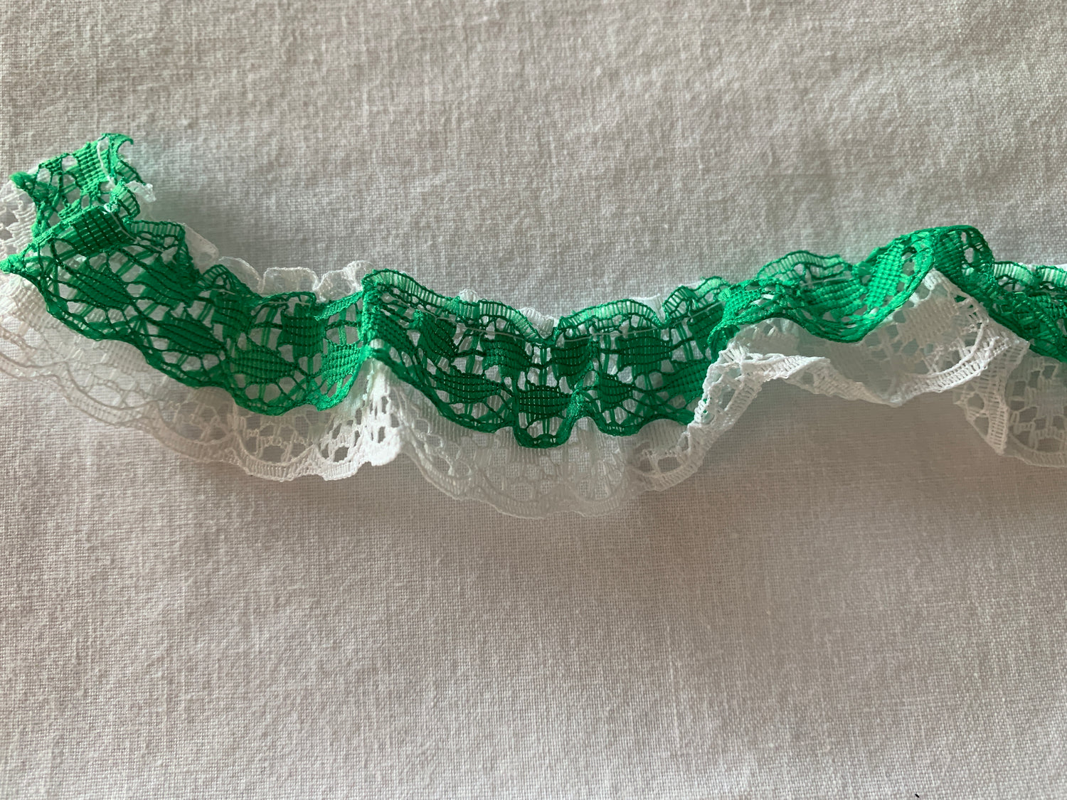 Trim Green and White Tiers, 25 Feet Long, 1 Inch Wide, 100% Polyester Lace, Crafts, Hobbies, Photos, Card-Making, Baby Clothes