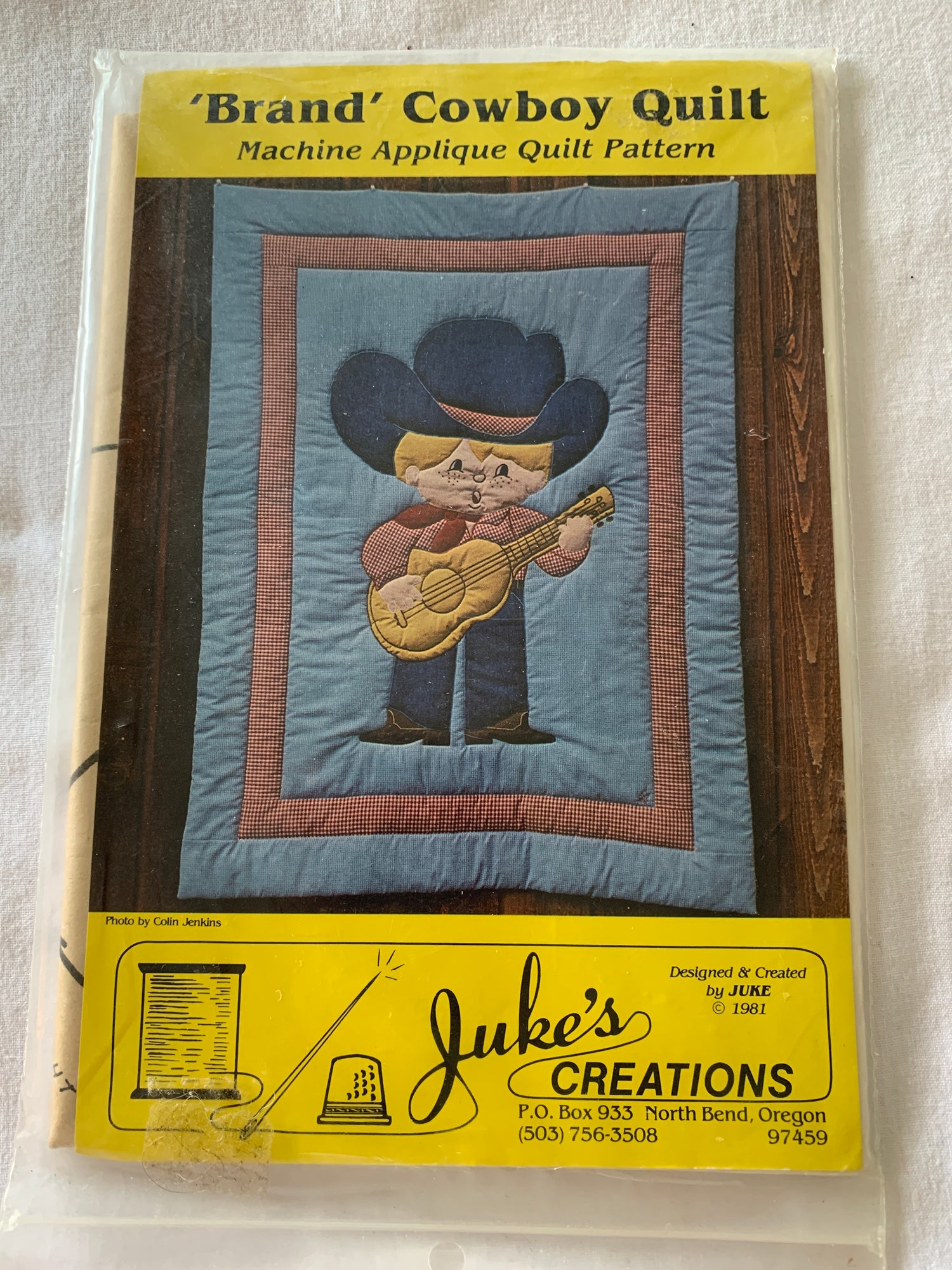 Quilt, Blanket, Brand Cowboy Quilt, Applique, Juke's Creation, 44 x 60 Inches, 1981