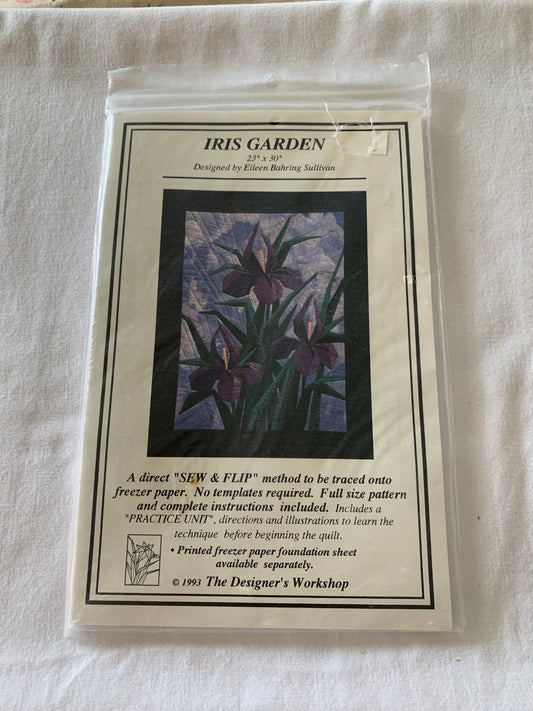 The Designer's Workshop, Wall Hanging, Iris Garden, Quilted, Size 23 x 30 Inches, 1993