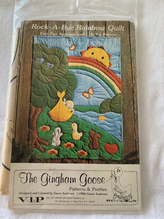 Quilt Pattern, Rock a Bye Rainbow Quilt, The Gingham Goose, Gwen Andrews, 1980