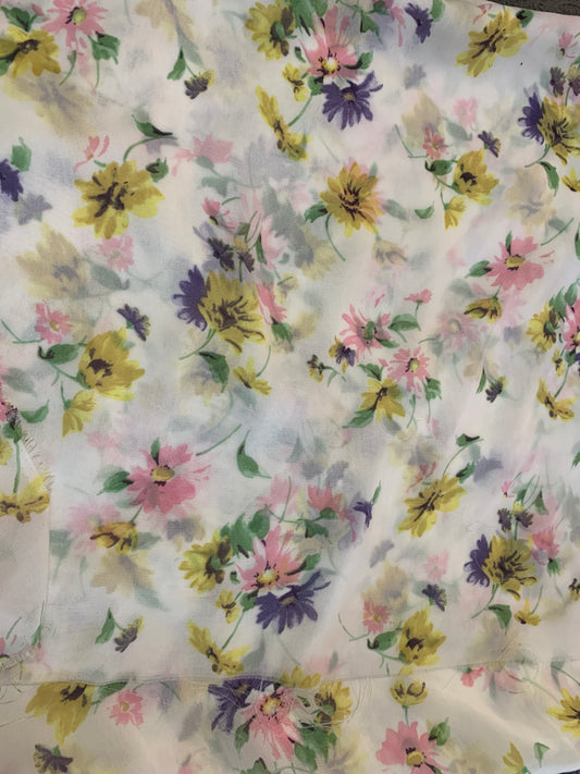 Flowered Bethany 100% Polyester Silk 16 Yards x 44 Inch Wide, Old/New Stock