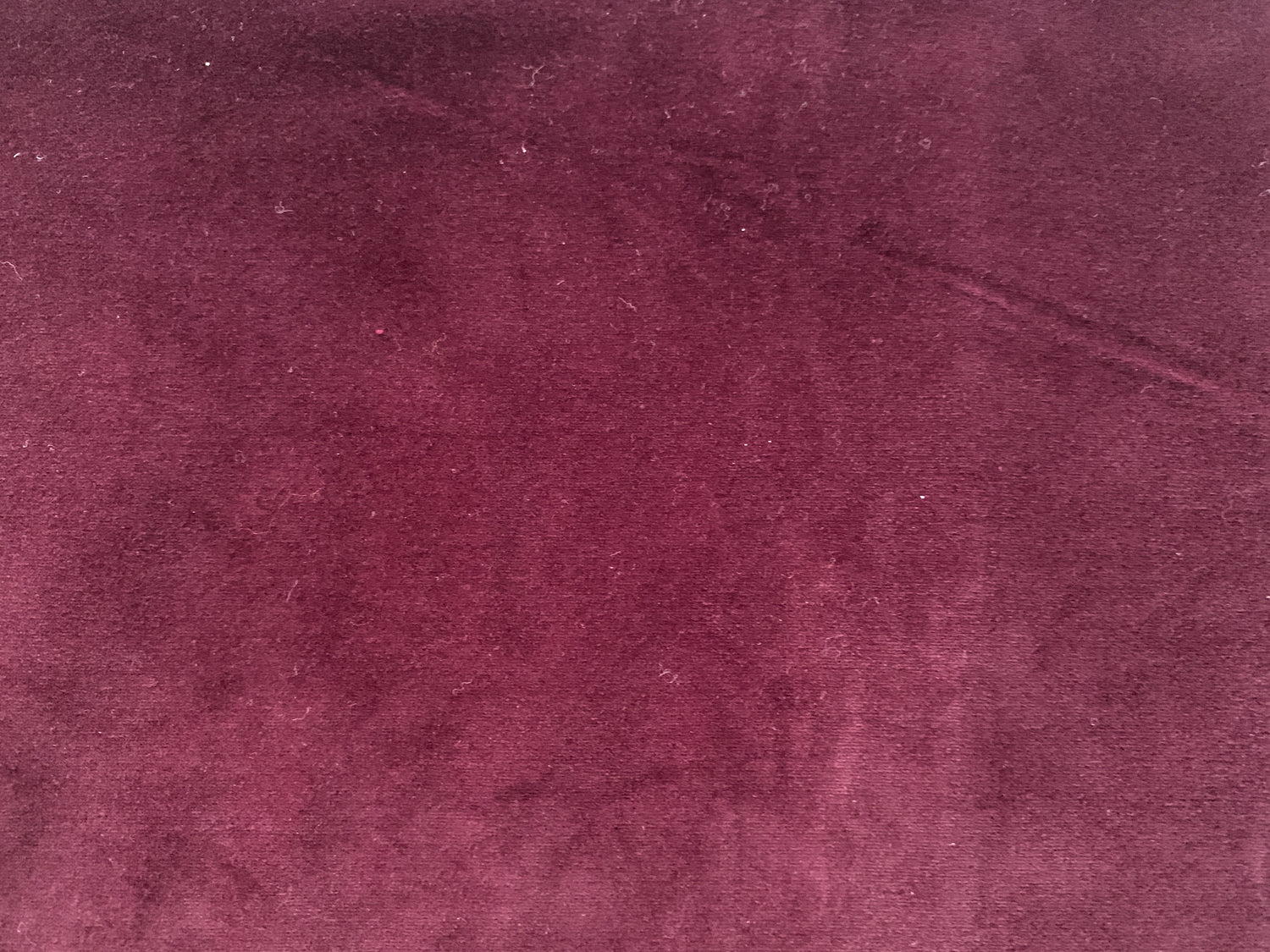 Deep Burgundy Velvet Medium Weight Fabric, Approx 34 x 100 Inches, New/Old Stock 