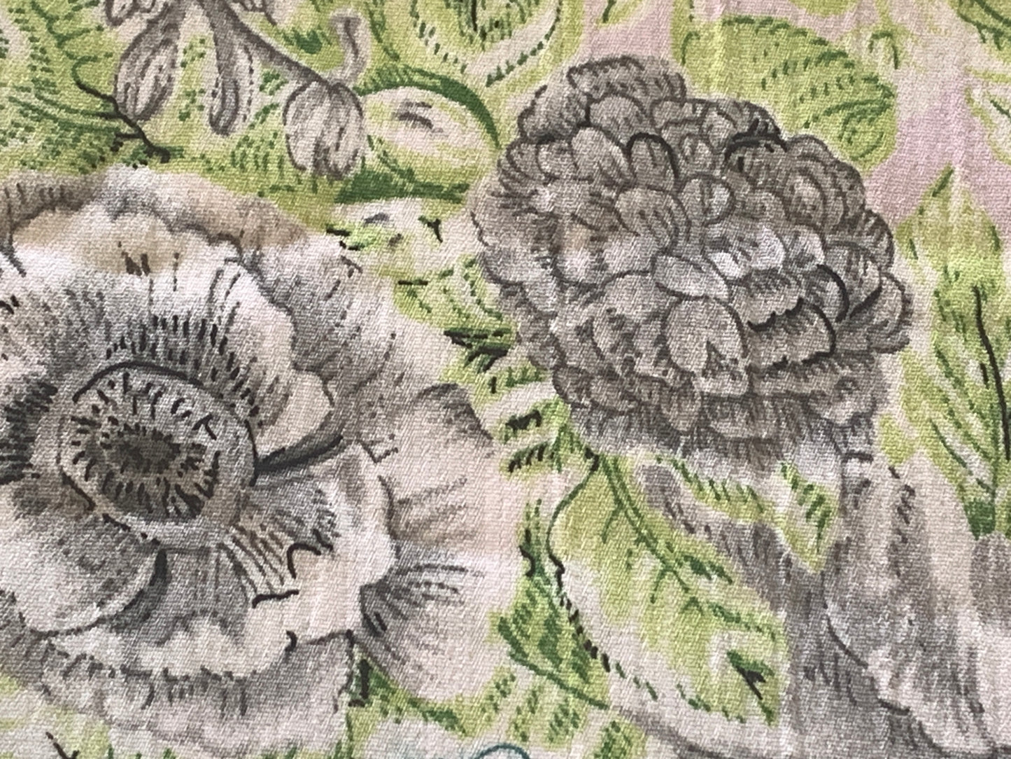 Green And Black Flowers, Polyester Light Weight, 136 x 46 Inches, New/Old Stock