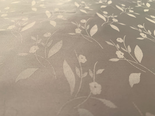 Very Light Brown Satin With Leaf Design, 45" x 280", New/Old Stock