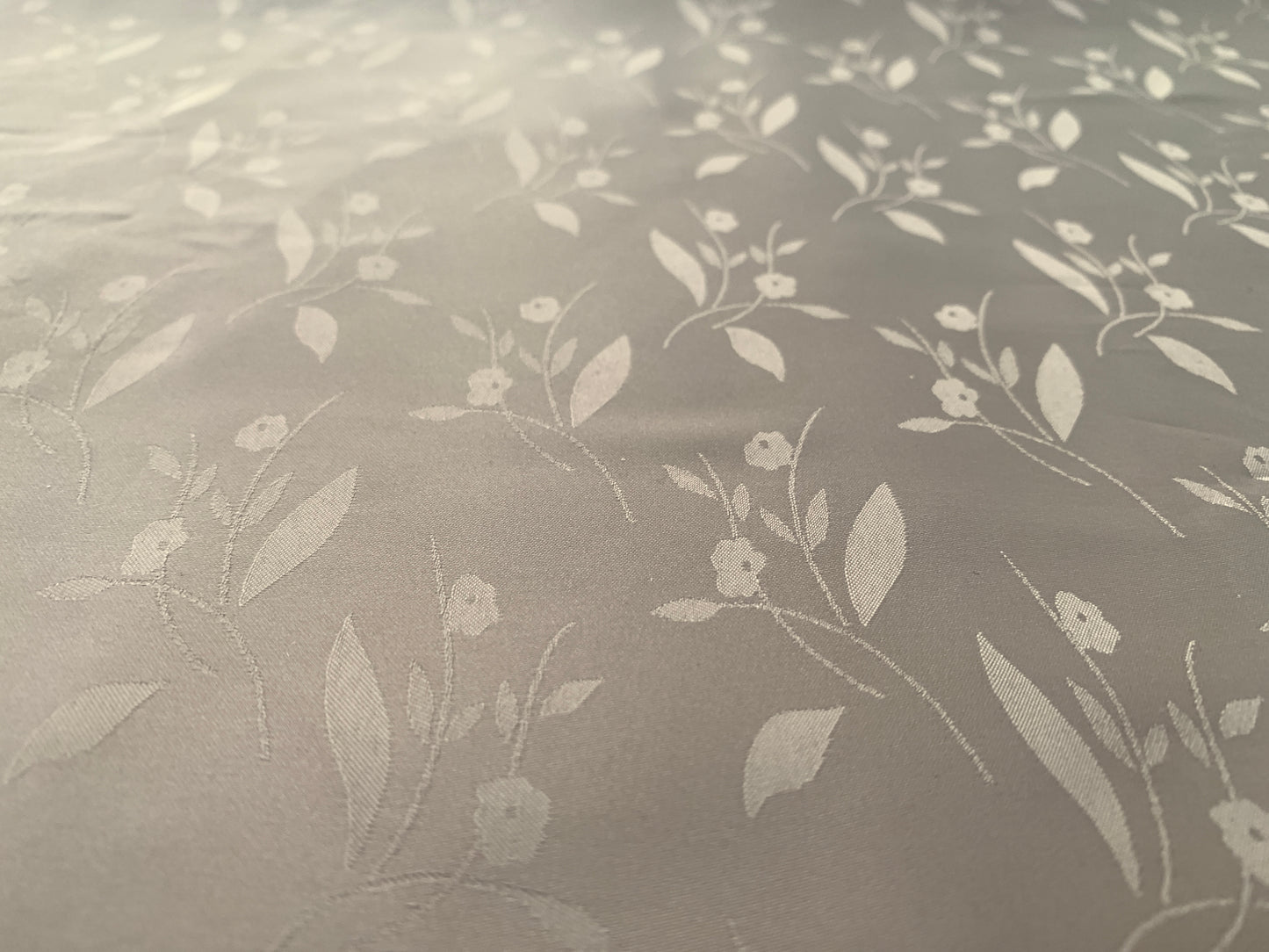 Very Light Brown Satin With Leaf Design, 45" x 280", New/Old Stock