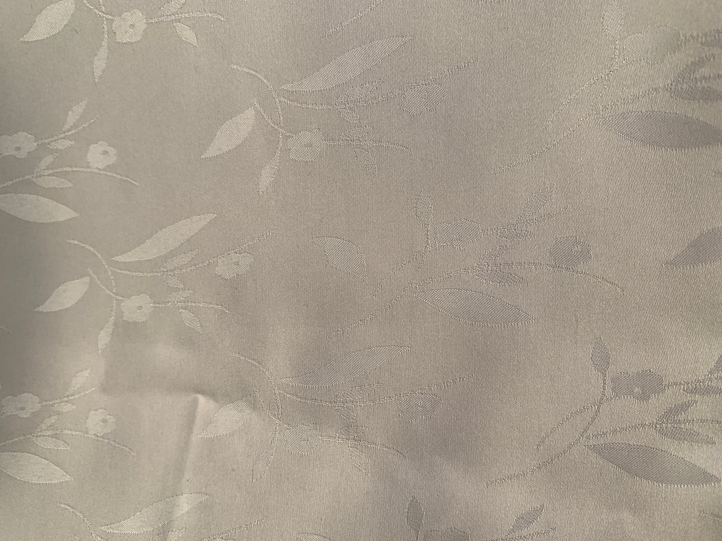 Very Light Brown Satin With Leaf Design, 45" x 280", New/Old Stock