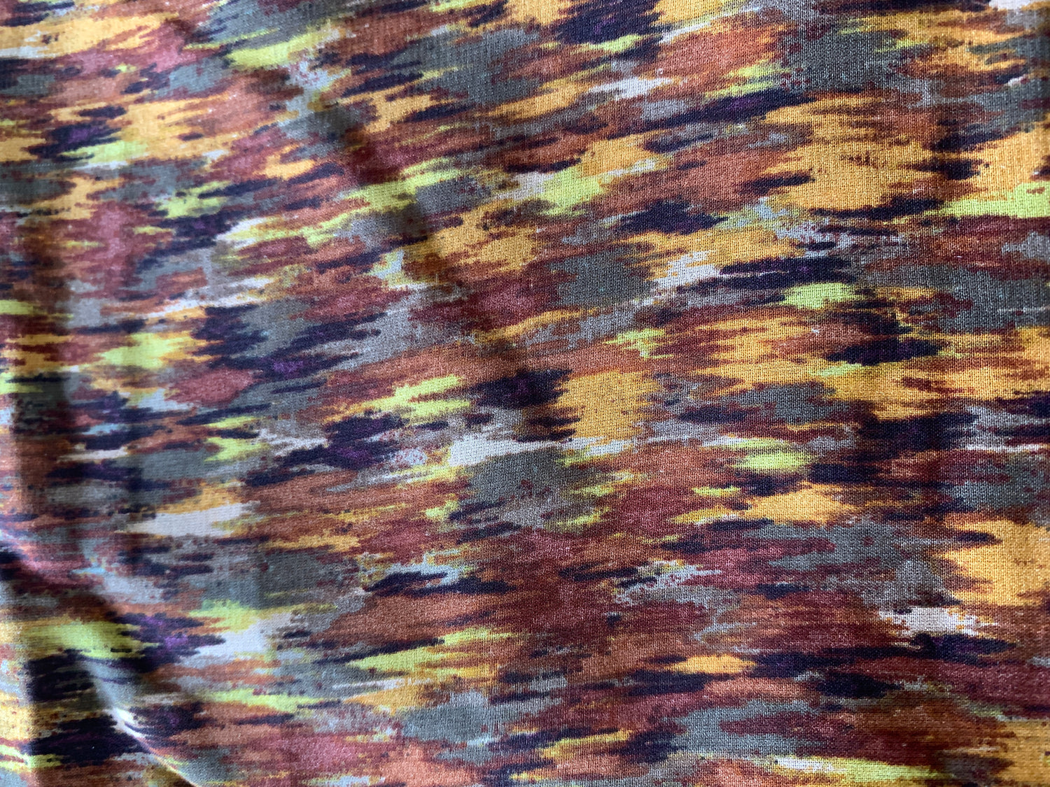 Silk Chiffon, Seventies Colors, Brown, Orange, Yellow, 58" x 390", New/Old Stock