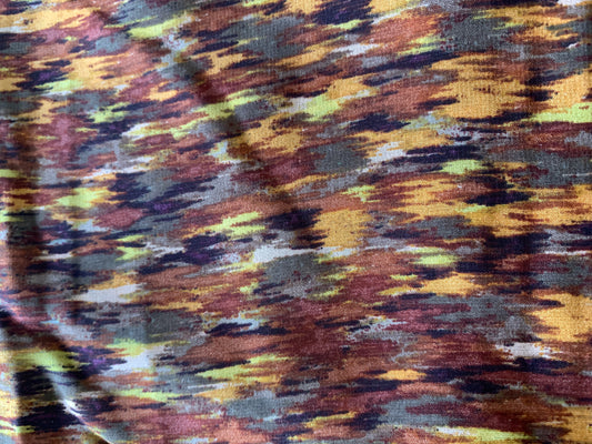 Silk Chiffon, Seventies Colors, Brown, Orange, Yellow, 58" x 390", New/Old Stock