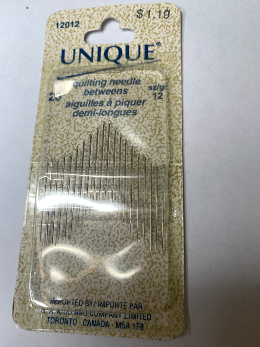 Unique Quilting Needles, Size 12, 20 Needles