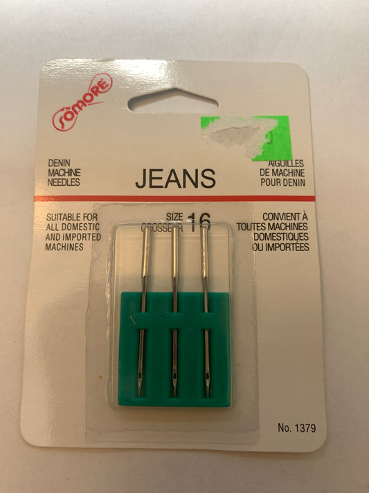 3 Somore Machine Needles, Size 16, Blue Jeans, Fits Most Domestic/Imported Machines 