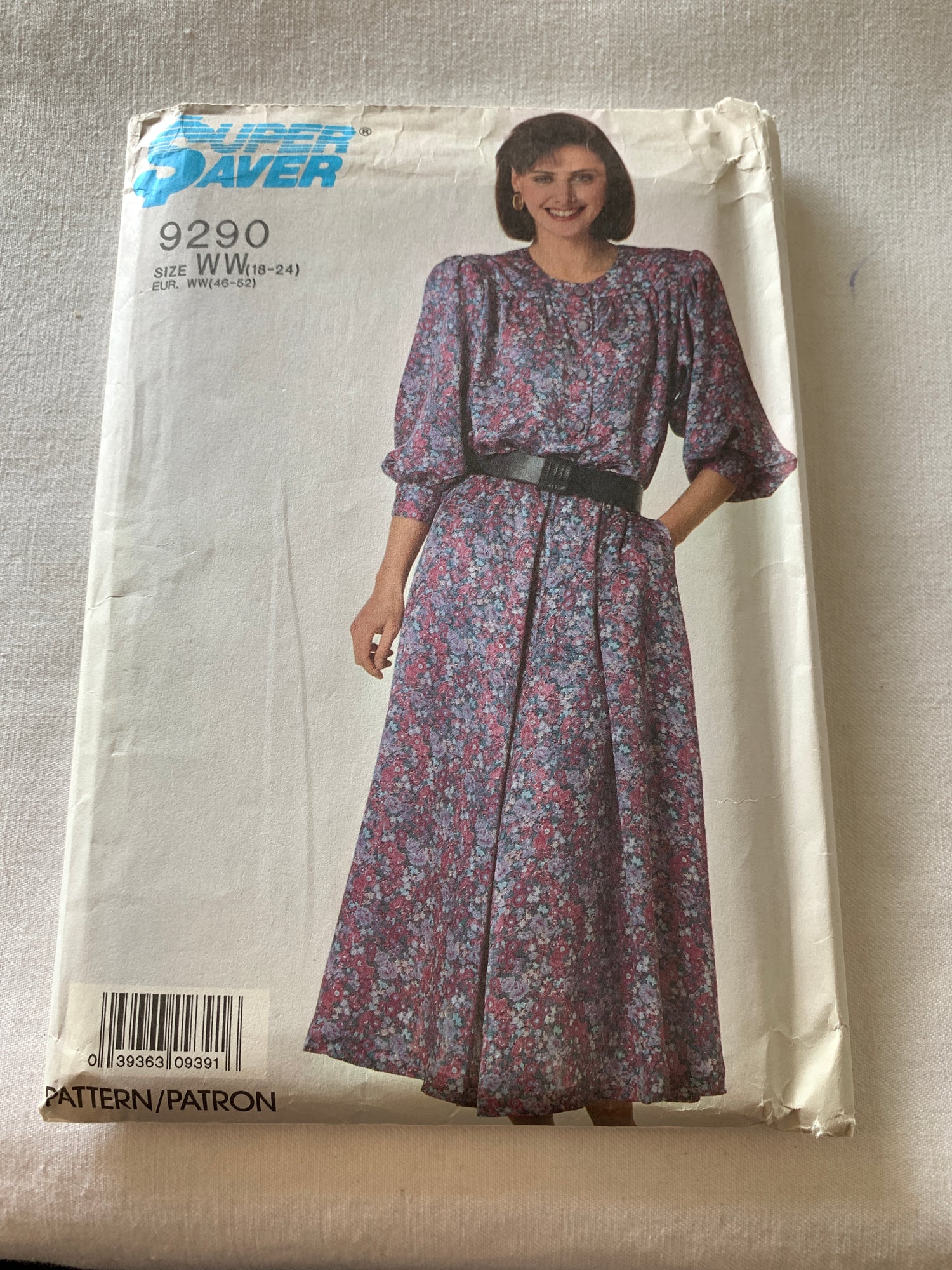 Simplicity Sewing Pattern 9290 Super Saver Misses'/Misses' Petite Dress, Pullover, Long Sleeves, Size 18-24, Uncut, Vintage 1982