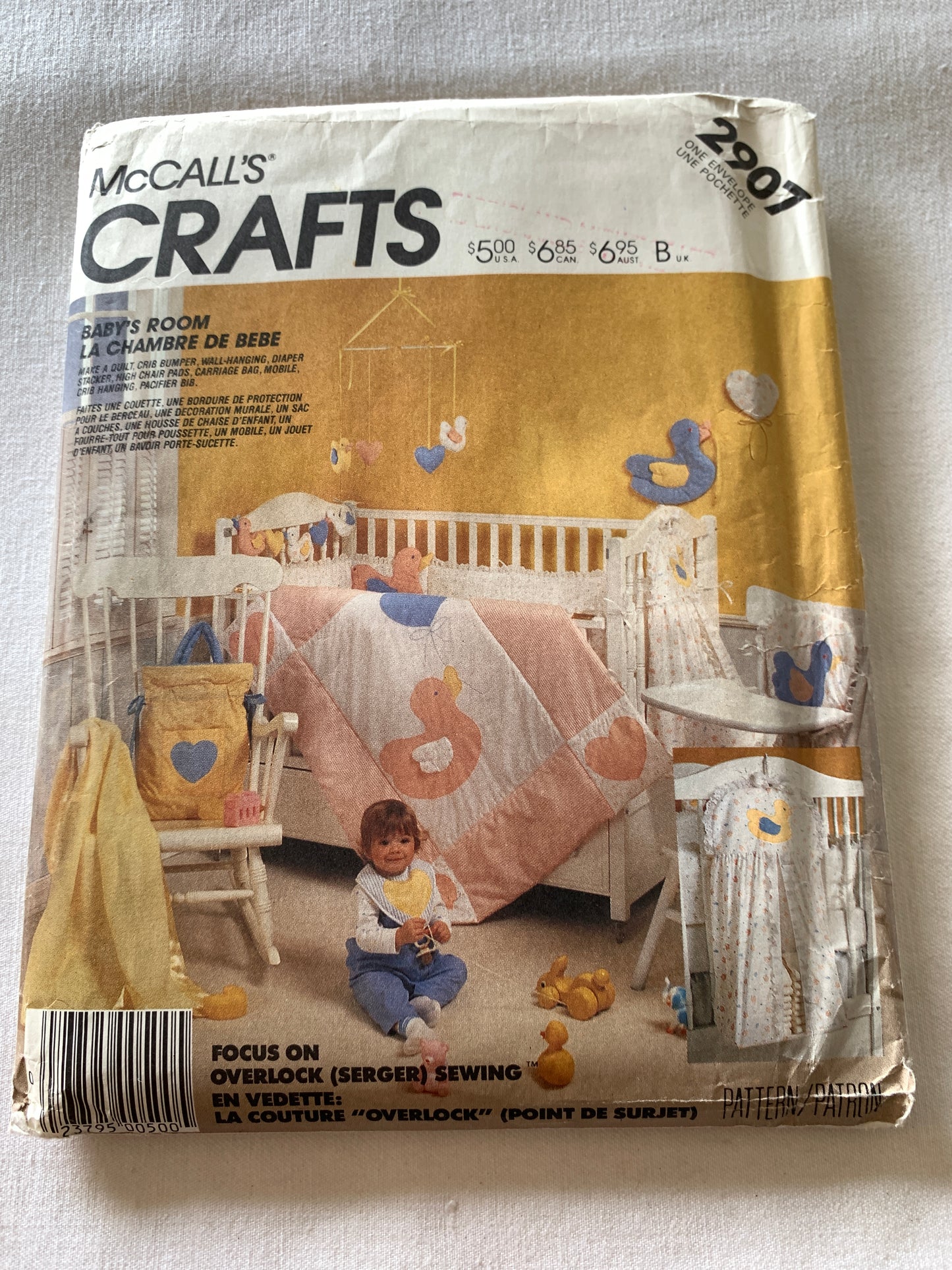 McCall's Sewing Pattern 2907 Crafts, Baby Room Essentials, Quilt, Diaper Stacker, Bumper, High Chair, Pacifier Bib, Uncut, Vintage 1987