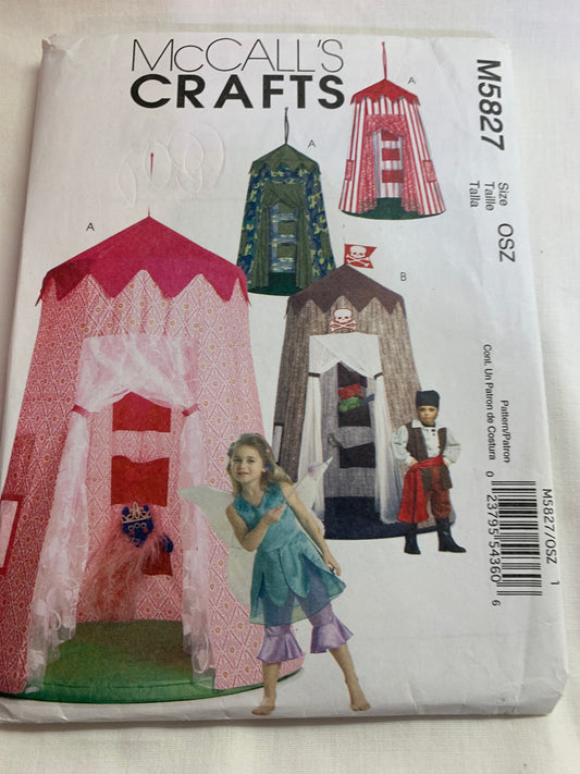 McCall's Sewing Pattern M5827 Crafts Children's Playhouse, Canopy, Tent, Uncut, 2009