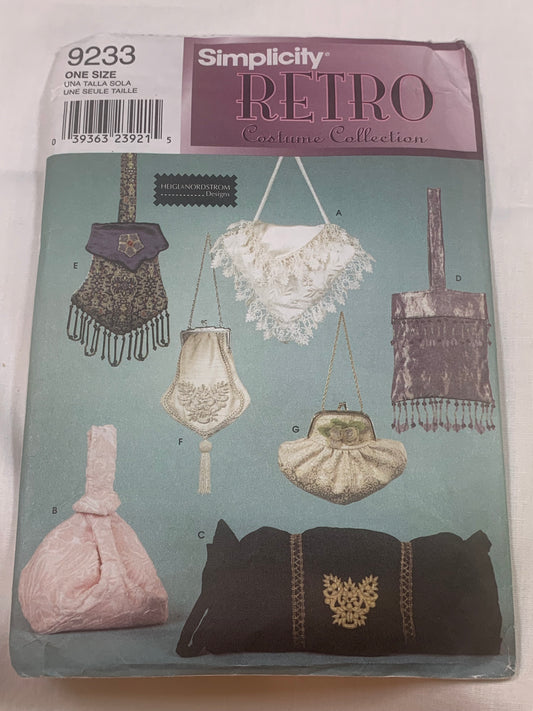 Simplicity Retro Sewing Pattern 6397 Crafts, Costumes, Handbags, Totes, Purses, Handles, Lined, 7 Variations, Shoulder, Accessories, Cut, 2000
