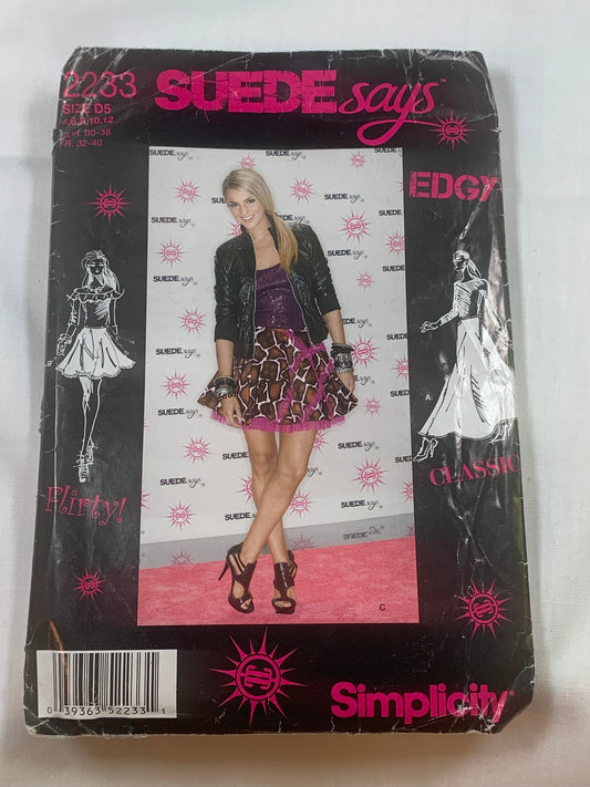Simplicity Sewing Pattern 2233 Misses' Circle Skirts, Three Lengths, Side Zipper, Full Skirt, Size 4, Cut, Vintage 1990
