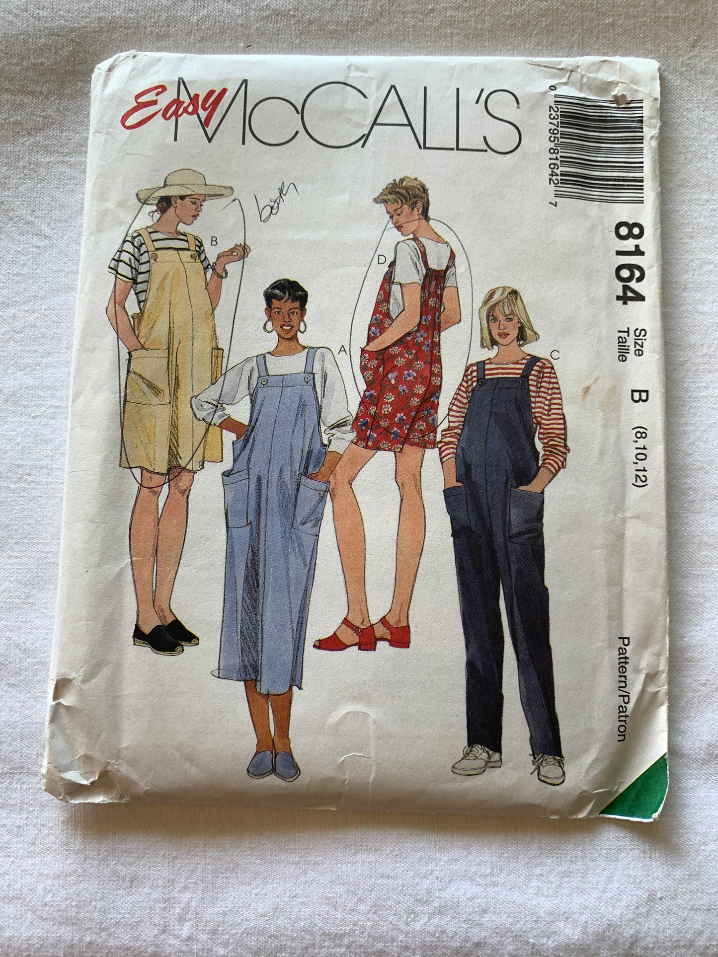 McCall's Sewing Pattern 8164 Misses' Maternity Jumpsuit, Two Lengths, Rompers, Size 8-12, Uncut, Vintage 1996