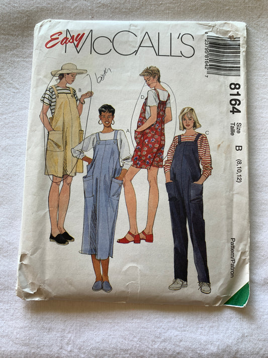 McCall's Sewing Pattern 8164 Misses' Maternity Jumpsuit, Two Lengths, Rompers, Size 8-12, Uncut, Vintage 1996