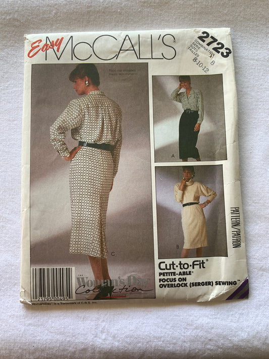 McCall's Sewing Pattern 2723 Misses' Skirt, Zipper Back, 3 Variations, Two Length, Uncut, Vintage 1996