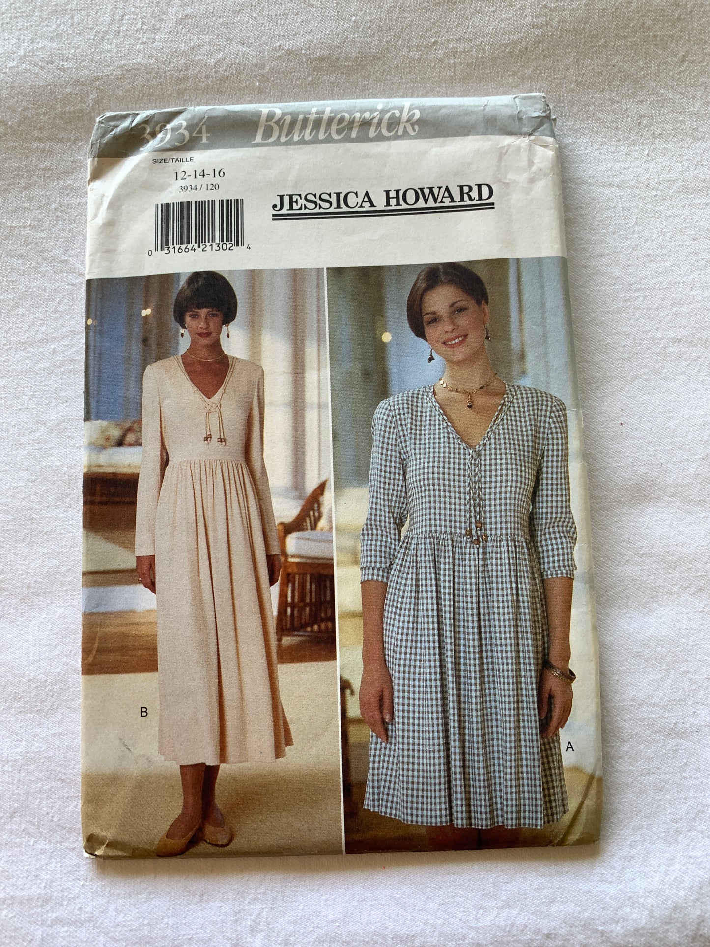 Butterick Jessica Howard Sewing Pattern 4385 Misses'/Misses' Petite Dress, Shoulder Pads, Loose-Fitting, Size 12-16, Uncut, Vintage 1995