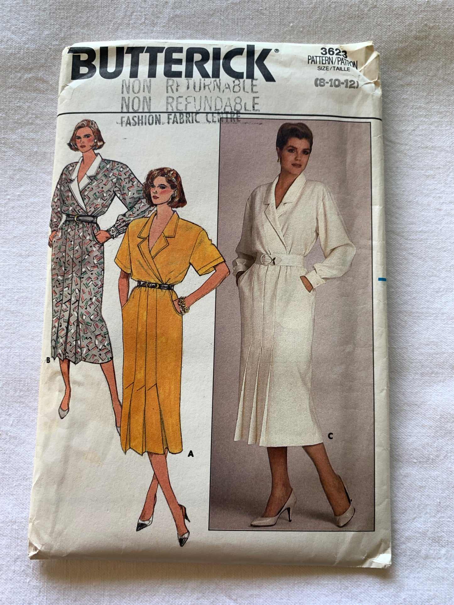 Butterick Sewing Pattern 3623 Misses' Dress, Pullover, Loose-Fitting, Pleats, Size 6-12, Uncut, Vintage 1996
