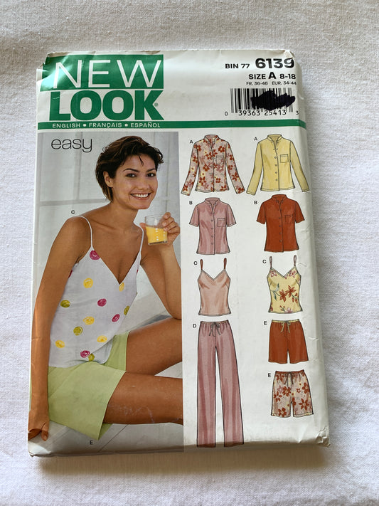 Simplicity Sewing Pattern New Look 6139 Misses' Shorts, Top, Camisole, Pockets, Shirts, Long/Short Sleeves, Size 8-18, Uncut, Vintage 2002