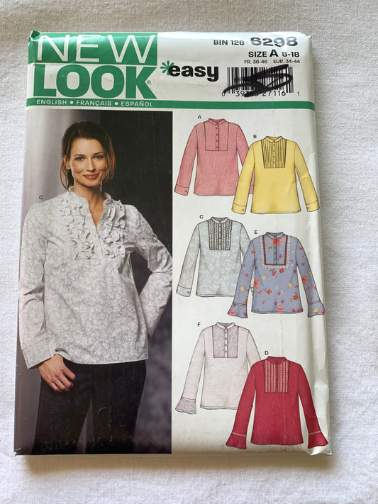 Simplicity Sewing Pattern 6298 Misses' Top, Sleeveless, Pullover, Neckline Variations, 6 Variations, Size 8-18, Uncut, Vintage 2003