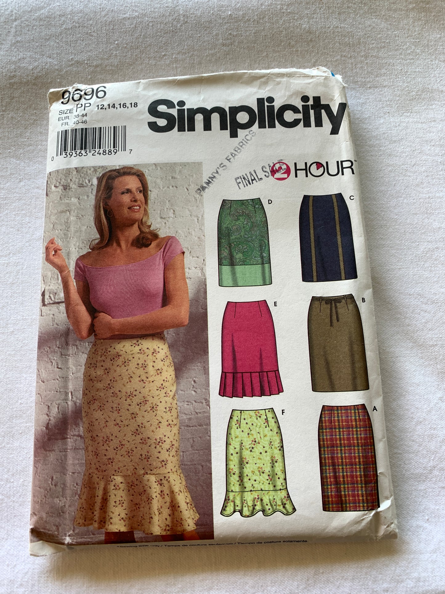 Simplicity Sewing Pattern 9696 Misses' Skirt, Two Lengths, Elastic Waist, Pull-On, 6 Variations,Size 6-12, Uncut, Vintage 2003