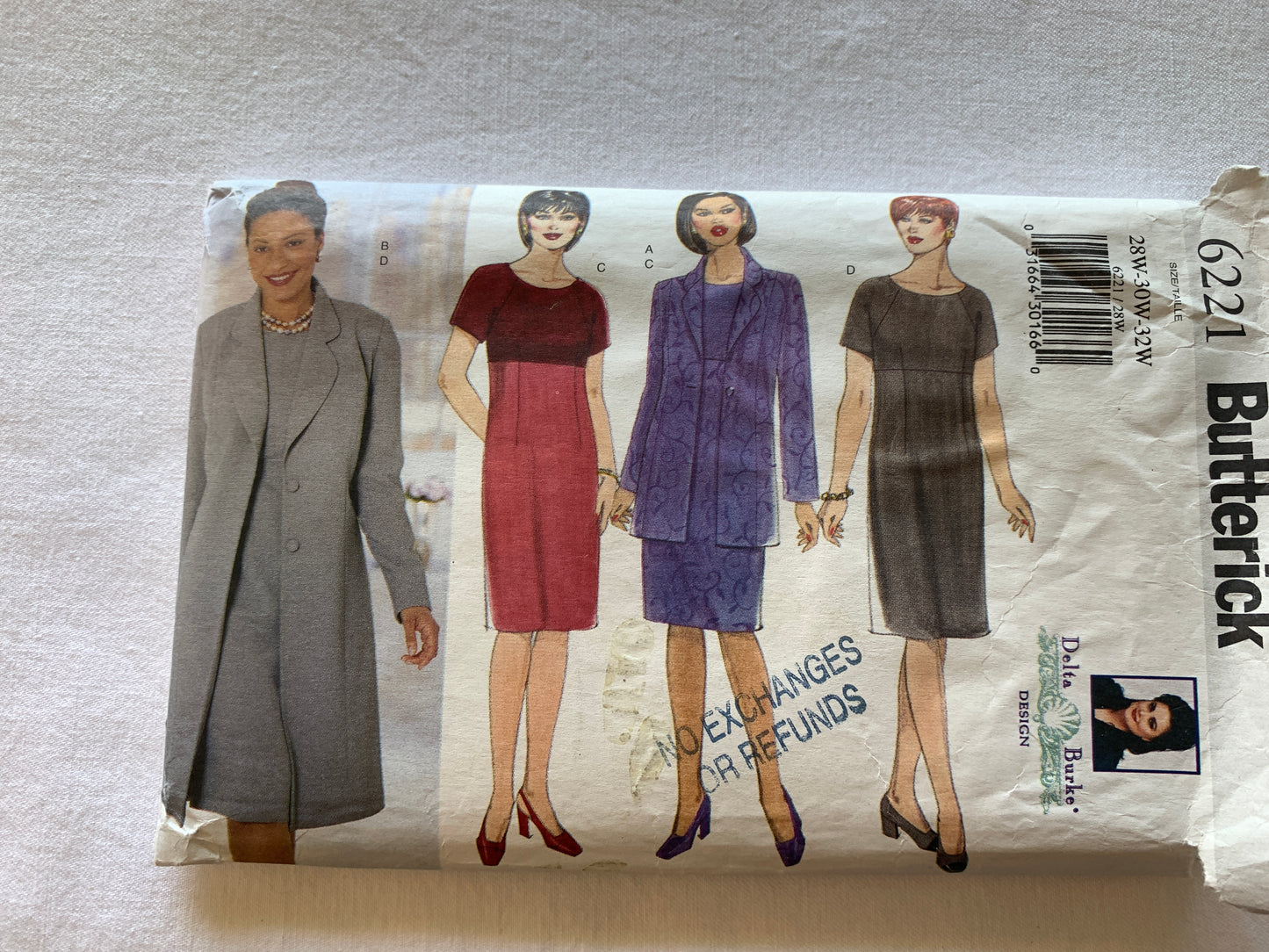 Butterick Sewing Pattern 6221 Misses'/Misses' Petite Jacket, Dress, A-Line, Size 28-32, Cut, Vintage 1997