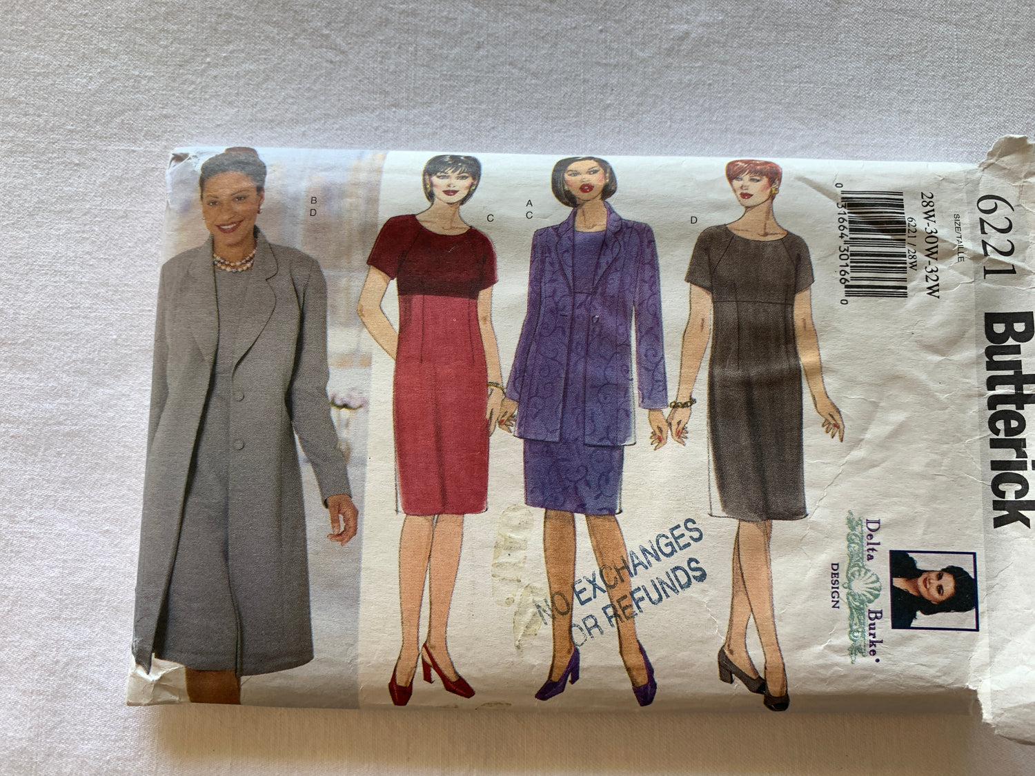 Butterick Sewing Pattern 6221 Misses'/Misses' Petite Jacket, Dress, A-Line, Size 28-32, Cut, Vintage 1997