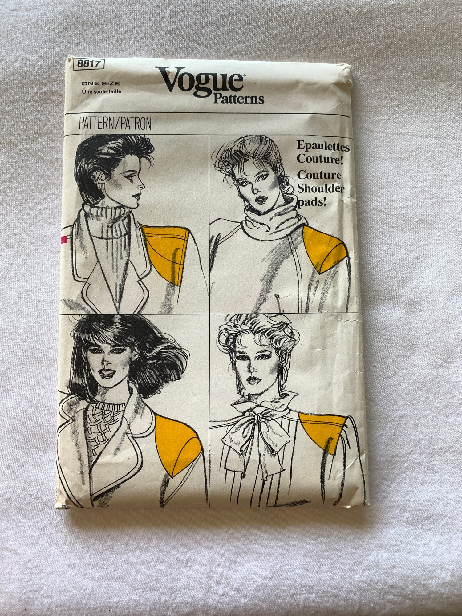 Vogue Sewing Pattern 8817 Misses' Shoulder Pads And Covers, One Size, Cut, Vintage 1996