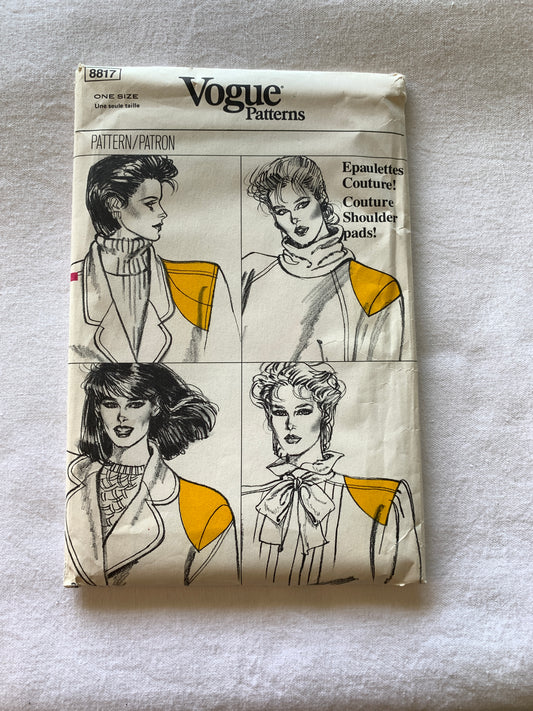 Vogue Sewing Pattern 8817 Misses' Shoulder Pads And Covers, One Size, Cut, Vintage 1996