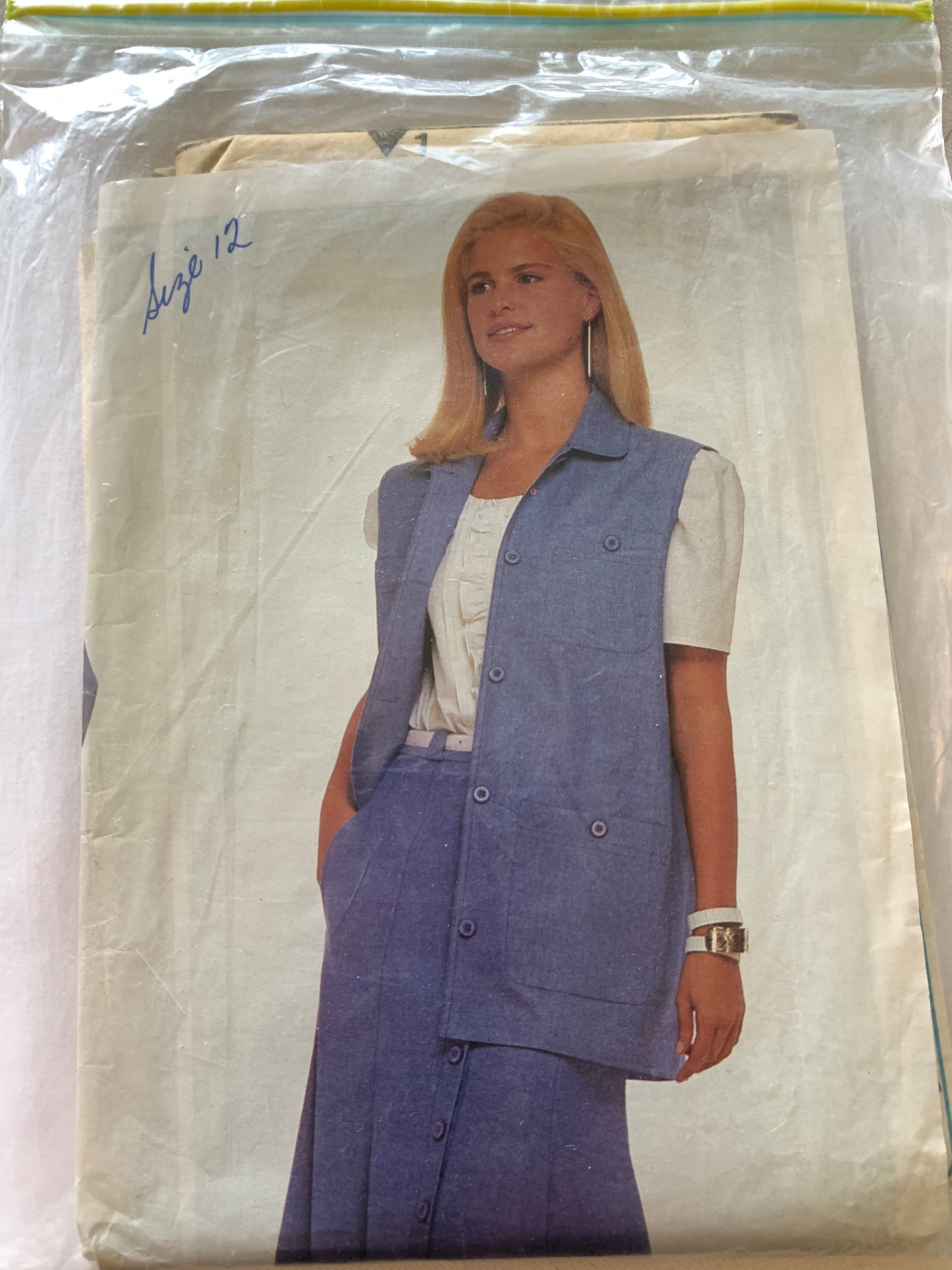 McCall's Sewing Pattern 3199 Misses' Jacket, Pull-On Pants, Skirt, Jacket, Vest, Blouse, Elastic Waist, Button Front, Size 12, Uncut, Vintage 1994