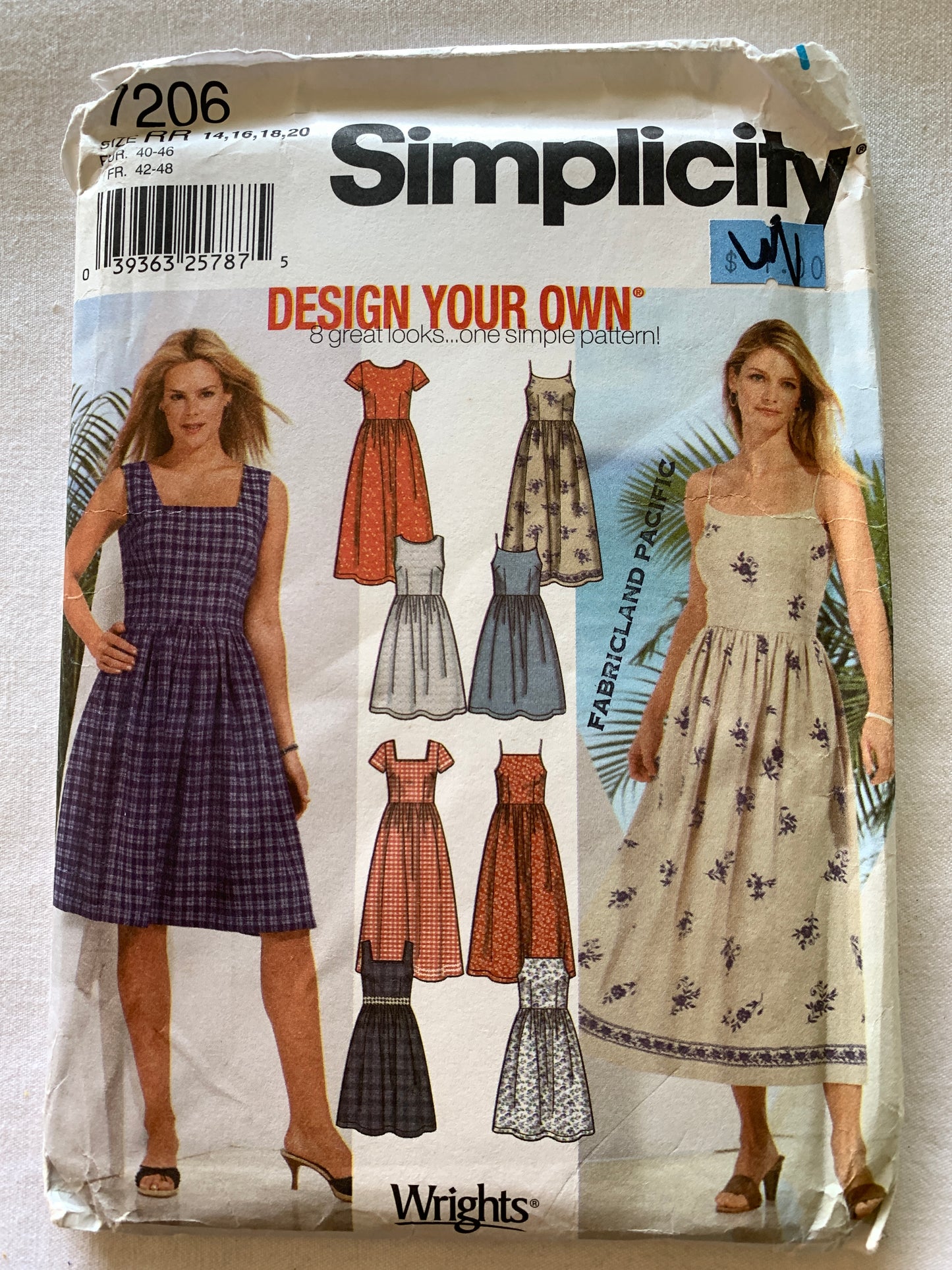 Simplicity Sewing Pattern 7206 Misses'/Miss Petite Dresses, Sleeveless, 8 Variations, Two Lengths, Size 10-22, Uncut, Vintage 2003