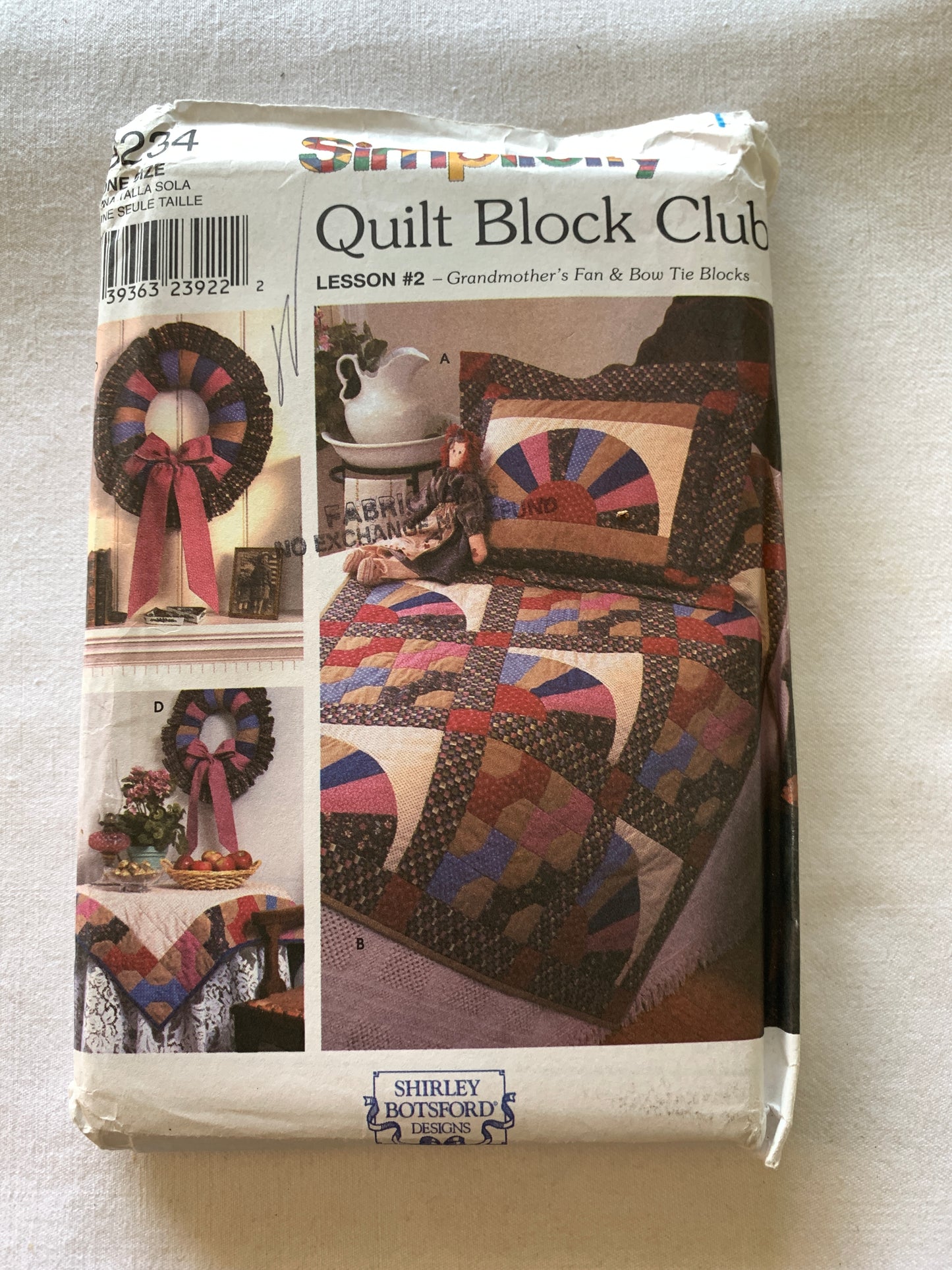 Simplicity Sewing Pattern 9234 Crafts, Quilt Block Club, Shirley Botsford Design, Quilt, Pillow Sham, Table Topper, Wreath, Uncut, Vintage 2000